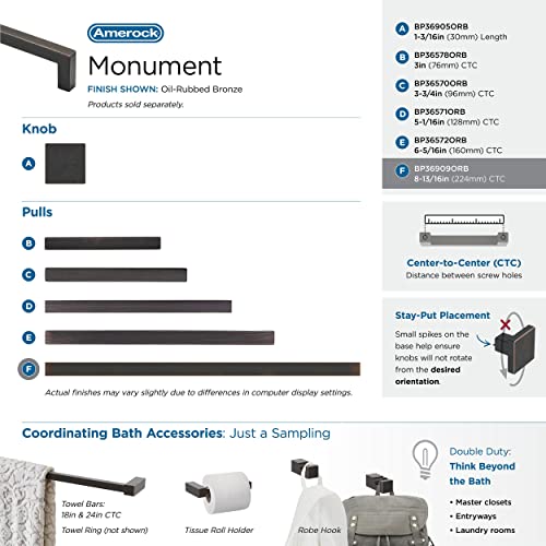 Image of Amerock | Cabinet Pull | Oil Rubbed Bronze | 8-13 /16 inch (224 mm) Center-to-Center | Monument | 1 Pack | Drawer Pull | Cabinet Handle | Cabinet Hardware