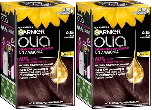 Garnier, Permanent Hair Colour, Ammonia Free and Nourishing, Olia, 4.15 Iced Chocolate (Pack of 2)