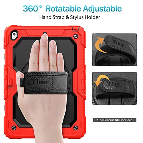 Timecity Ipad 10.2 Case 2021/2020/ 2019, Ipad 9Th/ 8Th/ 7Th Generation Case With Screen Protector Pencil Holder, Kickstand, Hand Strap Shoulder Strap, Anti Scratch Ipad 9Th/ 8Th/ 7Th Gen Case, Red #TOP7