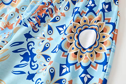 Vozanet Women's V Neck Sexy Pajama Sets Capri Sleepwear Elegant Bohemian Nighty 2Pcs Plus Size S-3Xl, Bohemian, Large #TOP5