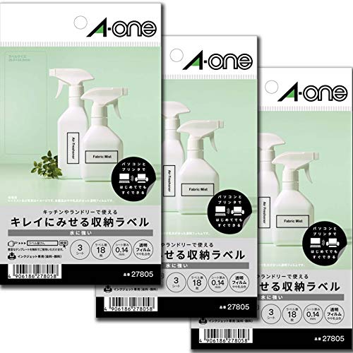 エーワン キレイにみせる収納ラベル 水に強い 透明フィルム はがきSIZE_NAME 6面 3シート 3個セット 27805-3P