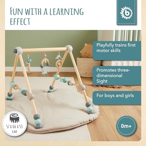 BIECO Wooden Baby Play Gym Adjustable Height, Blau, 64x55x54 centimeters - Image 2