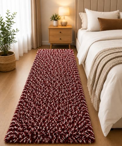 Image of tie die Shaggy Carpet for 2 Inch Thickness Living Room - Soft Fluffy Rug & Non Slip Runner Carpet - Cozy Shaggy Area Rug for Bedroom & Lounge [5x8 Feet red]