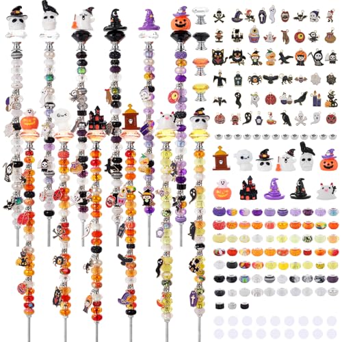 Beaded Garden Stake DIY Halloween Decorative Garden Stake Kit Beaded Fairy Wand with 12 in or 10 in Threaded Rod Crystal Stopper Large Holes Bead Pendant s Outdoor Thanksgiving Decorations kit
