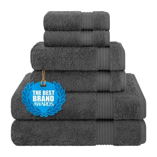 Cotton Paradise 6 Piece Towel Set, 100% Turkish Cotton Soft Absorbent Towels for Bathroom, 2 Bath Towels 2 Hand Towels 2 Washcloths, Gray Towel Set