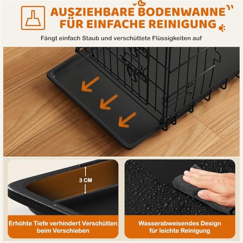 Yaheetech Hundekäfig im Autokofferraum befestigt mit Gurtclips - Detailansicht von Yaheetech Hundekäfig 76x45x51cm...