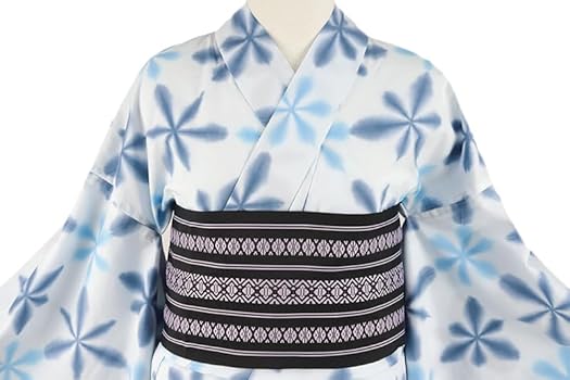 Amazon | 浴衣 板締め絞り レトロ Mサイズ 青 水色 手絞り 和柄