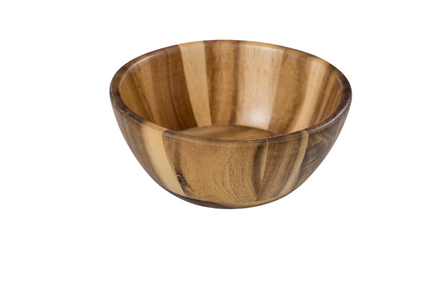 Acacia Round Flair - Tazón para servir con acabado natural para frutas, ensaladas o palomitas de maíz, pequeño, 6 pulgadas de diámetro x 2.5 pulgadas de alto, cuenco individual