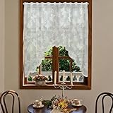 BSITSSS Schmetterling Spitze Scheibengardinen, Scheibengardine 150 * 100CM, Scheibengardinen Modern, Kurzgardinen Retro Transparentgardine, Küchen Gardinen für Café, Küche, Schlafzimmer, 1 Stück