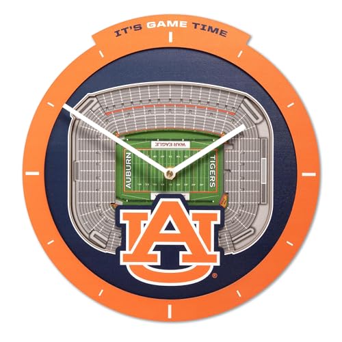 You The Fan NCAA Auburn Tigers 3 D Stadium View Clock