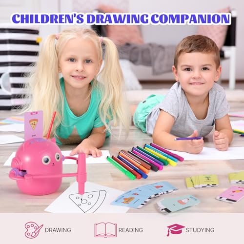 LTFIOON Zeichenroboter Kinder, Roboter Zeichnen für Kinder mit 100 Karten, Magic Drawing Robot Painting Robot, Interaktiver Bildungsschild Roboterspielzeug Lernspielzeug für Jungen Mädchen