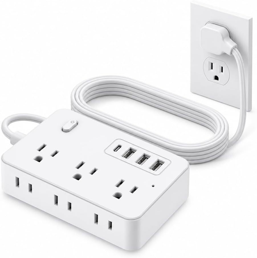 Travel Power Strip 6 Outlets USB A USB C Surge Protector 5ft Extension Cord