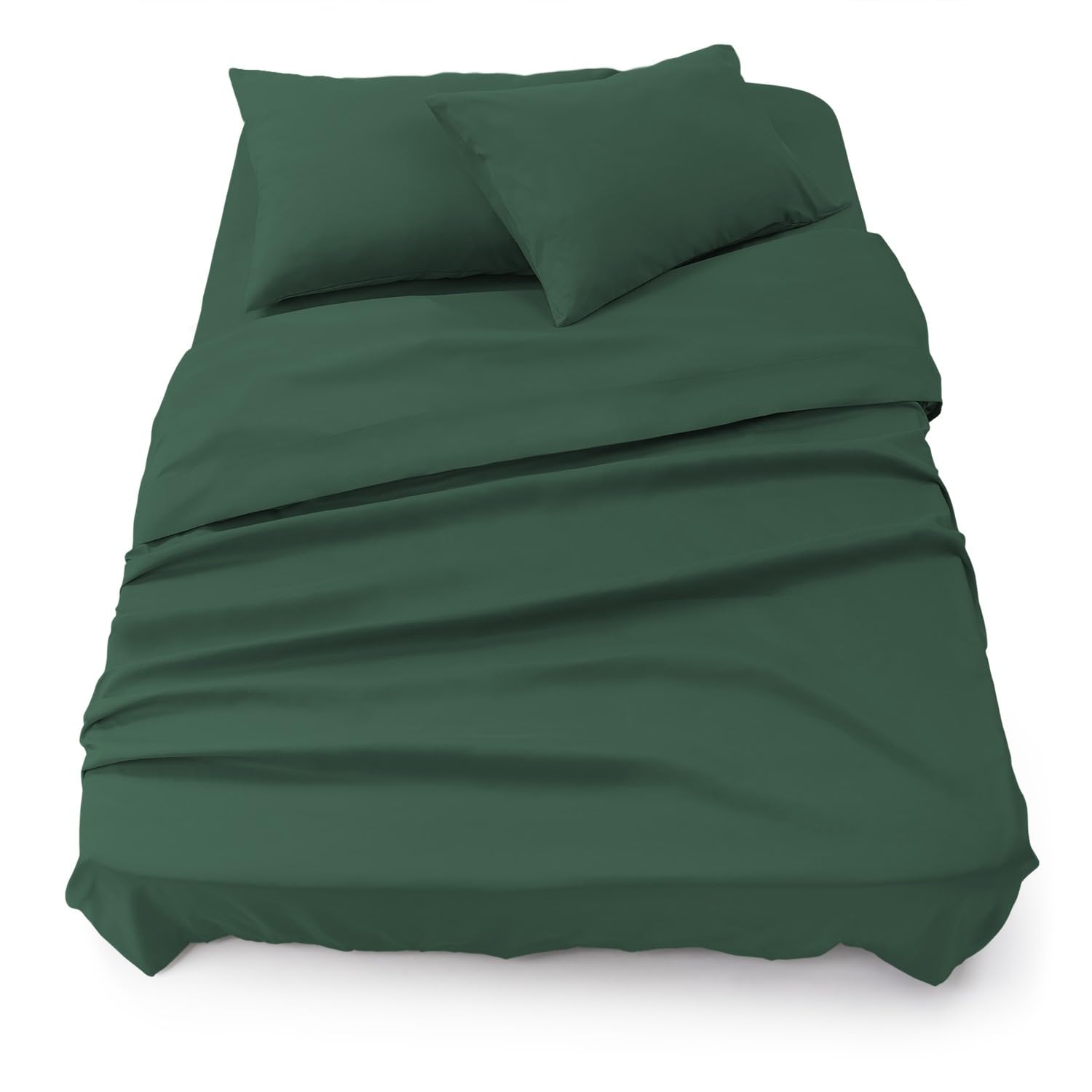 Blumtal Completo lenzuola matrimoniali 3pz - completo letto matrimoniale certificato OEKO-TEX - lenzuolo con angoli 160x200x30cm + lenzuolo 240x275cm + federa cuscino 50x80cm in microfibra verde scuro
