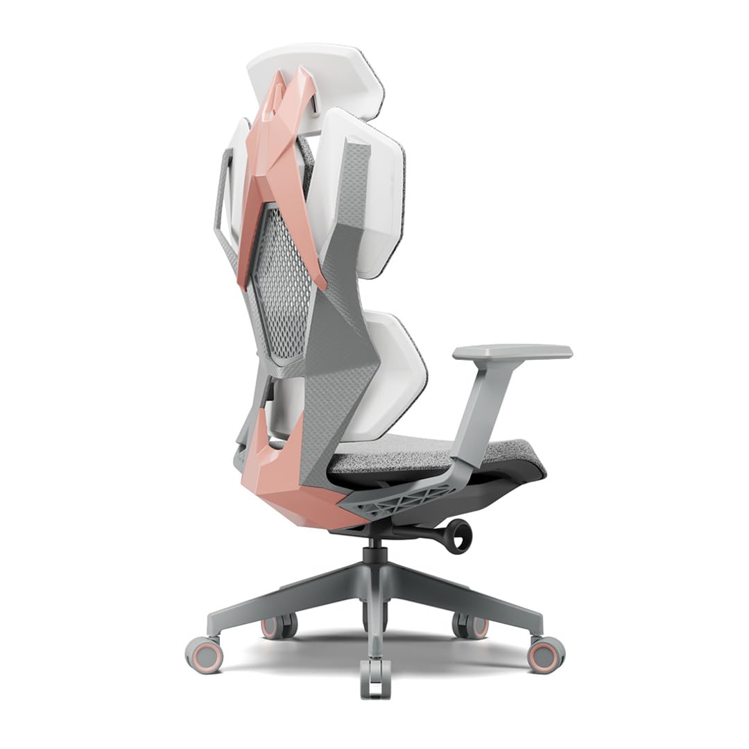 AFTERWORK Astron Gaming Chair - Premium Ergonomic Gaming Chair with Multi-Functional Mechanism, Headphone Hanger, Carbon Fiber Textured Frame and Adaptive Shoulder & Lumber Support (Pink)