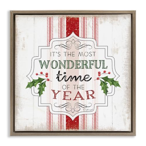 Festive Holiday Rustic Stripes, 24 x 24 Inch Canvas in Floater Frame