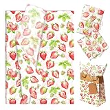 50 Blatt Seidenpapier mit Erdbeerfrucht Geschenkpapier Seidenpapier für Geburtstag Babyparty Hochzeit Valentinstag Taufe Kommunion Geschenkverpackung DIY Bastelbedarf,50x35cm