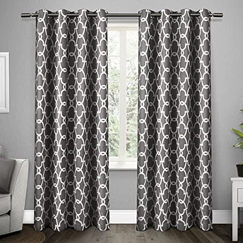 Exclusive Home Curtains Gates Sateen Blackout Thermal Window Curtain Panel Pair with Grommet Top, 52x96, Black Pearl 2 Piece
