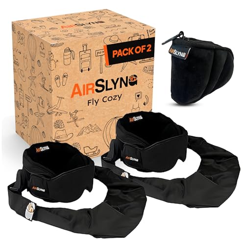 Image of 2 Pack 3-in-1 Airplane Sleep Support System - Plane Sleeping Accessories with Memory Foam Long Haul Flight Pillow, Adjustable Travel Eye Mask, and Blanket-Like Body Sling - Fits in Carry On