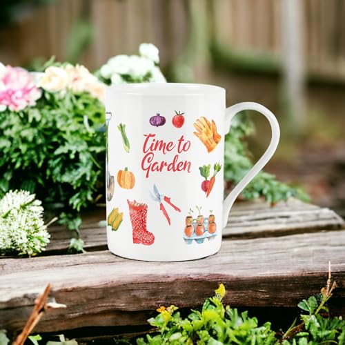 Purely Home Time to Garden Mug - Bone China Style White Garden Coffee/Tea Present Gift - Image 3