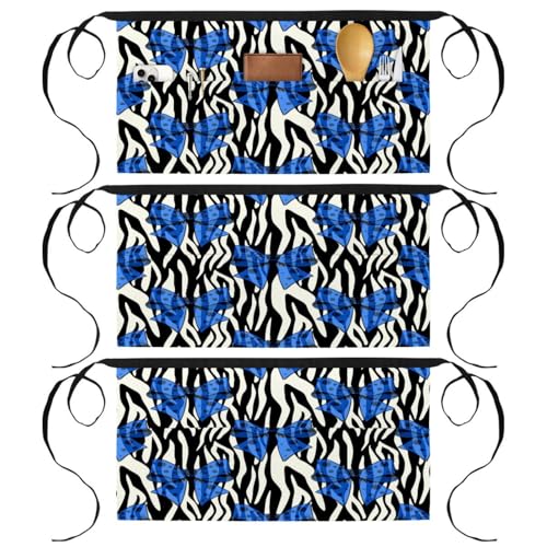 Tablier bistrot court à motif zèbre parfait pour la pâtisserie à la maison et cuisine, x3