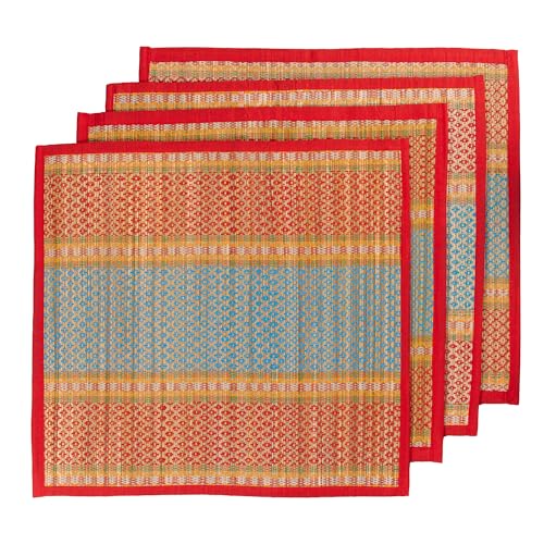 Image of CRAFT OF INDIA Handmade Korai Pai Kusha Grass Pooja Aasan Sitting Floor Mats (1.5X2 ft (4pcs Combo))