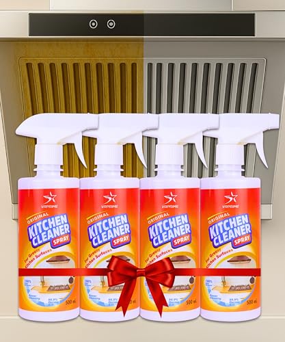 Image of VRPRIME Kitchen Cleaner Spray | Kitchen Sink Chimney Gas Stove Oven Oil Stain Remover All Purpose Degreaser Spray | Kitchen Cleaning Spray for Exhaust Fan (500ml) (PACK OF 4)