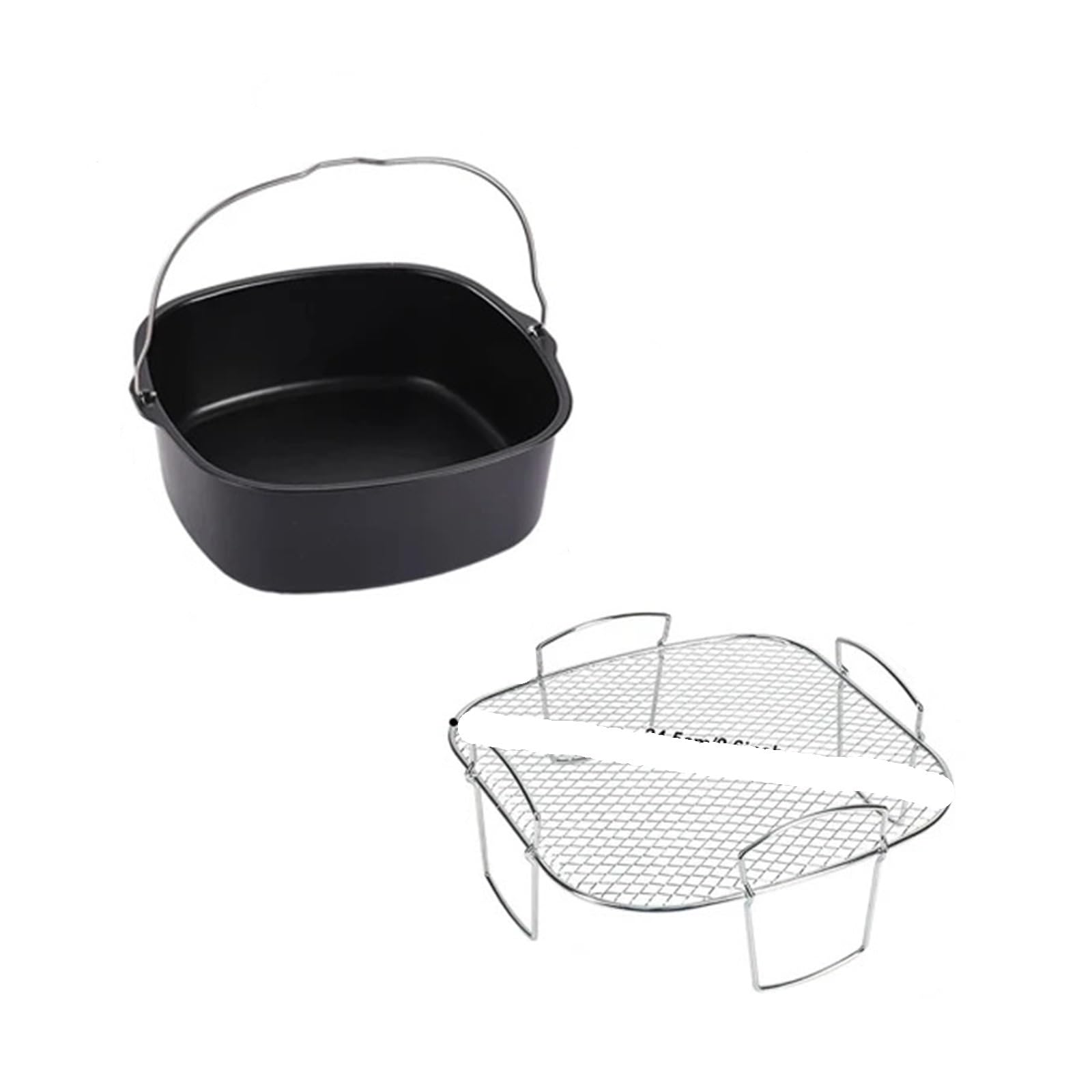 Luftfritteusen-Backzubehör-Set, Draht-Ofen-Grillrost for 3-5,8 QT-Irfryers, Kuchenkorb-Pfanne für Backen Braten Servieren | Weband Platter