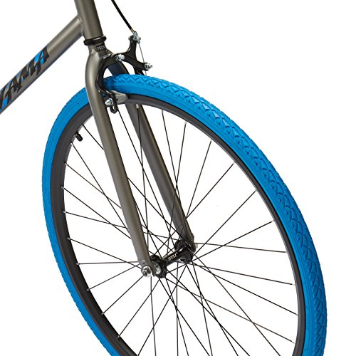 Takara Sugiyama Flat Bar Fixie Bike, Gray/Blue, Large/58cm Frame