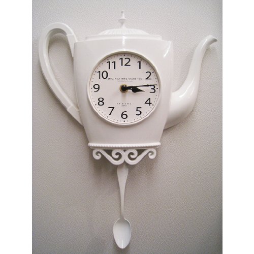 アレンデザインスタジオ　壁掛け時計　振り子時計　ティーポット　ティーカップ Kettle Blue Clock – Allen Designs Studio