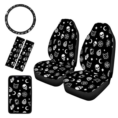 Advocator Magic Skull Black Car Accessories for Women 2 Car Seat Covers