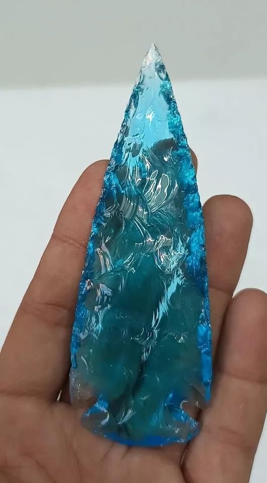 Aqua Obsidian Spearhead Large Arrowhead Crystal for Healing & Jewelry Size - 6 Inch