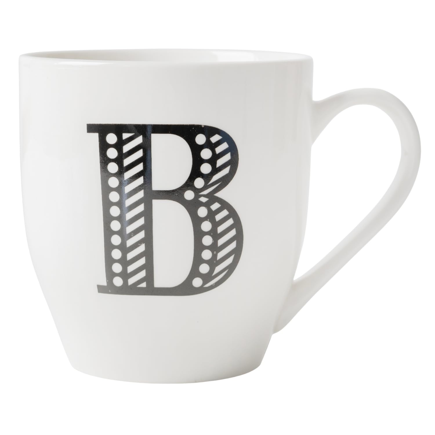 FabFinds Hugga Mug with Initials Classic Black and White Ceramic Large Gift Coffee Cups (H11cm X W11cm) (Approx.) (B) โ image 1