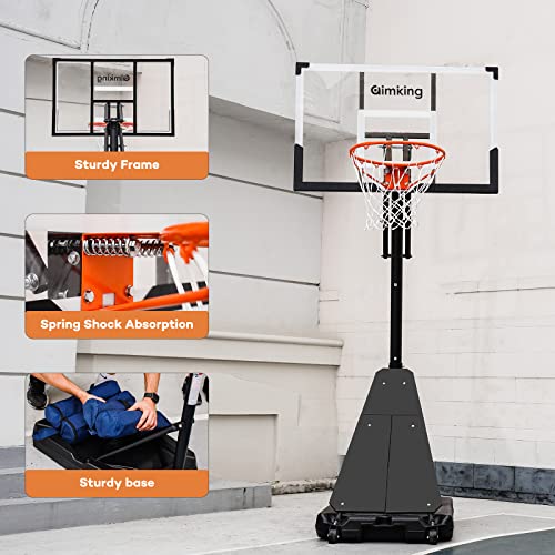 Aimking Portable Basketball Hoop System 44 Inch Impact Backboard 4.9 To 10Ft Telescoping Adjustment Basketball Goal System For Indoor Outdoor #TOP5