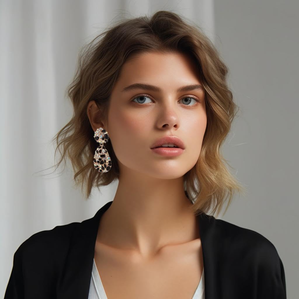 ATIMIGO Rhinestone Teardrop Dangle Earrings Trendy Crystal Drop Statement Earrings hypoallergenic Chandelier Fashion Earrings for Women - Image 4