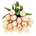 chilsoby 30 Pcs Artificial Tulip Flowers Real Touch Tulips Fake PU Tulip Flower Bouquet for Home Wedding Party Office Decor