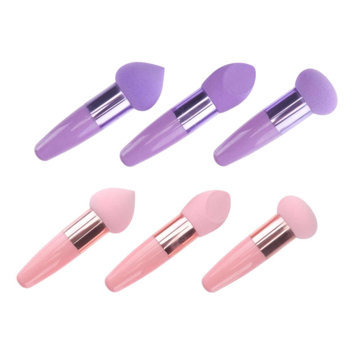 MAGICLULU 6sets Handheld Makeup Sponge Pen Dual-ended Cosmetic Applicators Handles for Foundation Blending for Professionals Beginners Washable Beauty Tools
