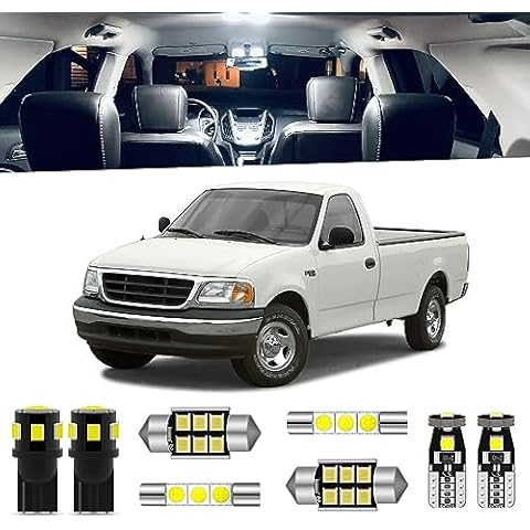 ENDPAGE 12-Pieces F150 Interior LED Light Kit for Ford F-150 1997 1998 1999 2000 2001 2002 2003 White 6000K Interior LED Lighting Package + Cargo Lights, License Plate Lights, Install Tool Cover
