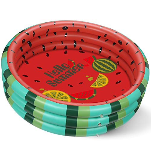 Inflatable Kiddie Pool, Extra Large Baby Pool Summer Watermelon Kids Swimming Pools to Replace Backyard Pool Inflatable Water Pool for Kids Indoor&Outdoor(49x12)