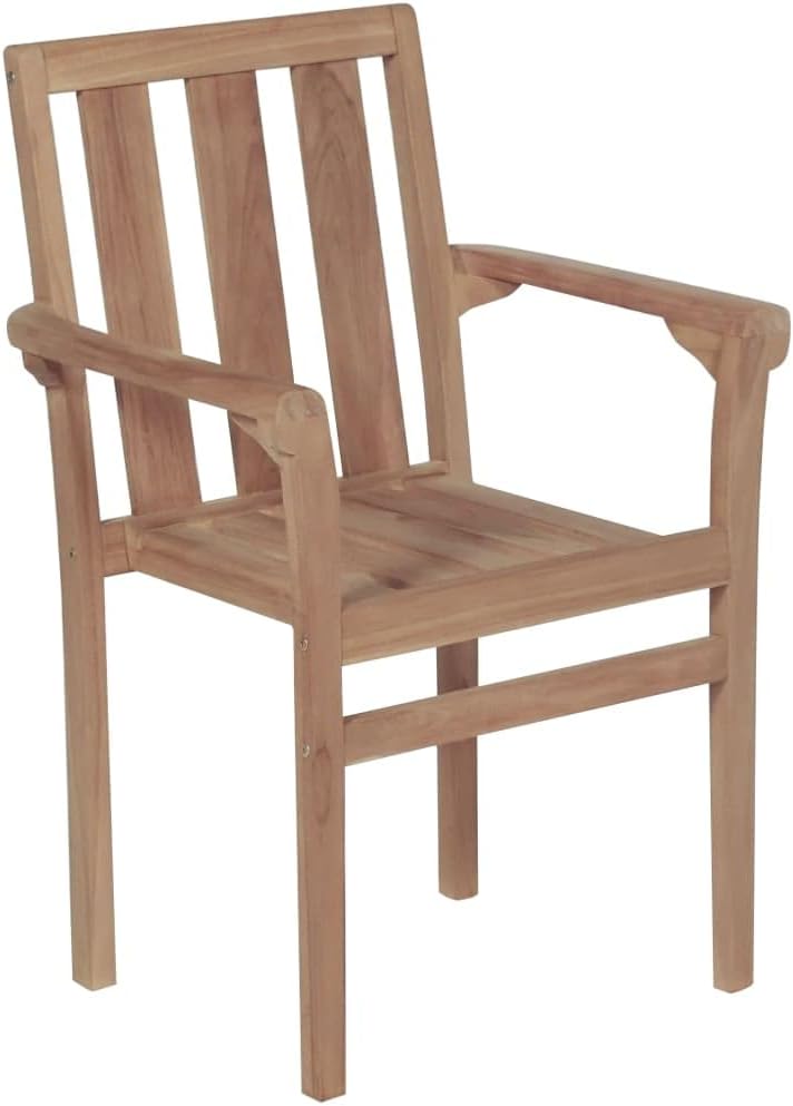Stackable Patio Chairs with Cushions 4 pcs,Lounge Armchair,Outdoor Furniture,Dining Chairs,Features 2 Sets of Ropes,Assembly Required,Fits Homes, Sunroom Room,Bars and Cafes, Solid Teak Wood