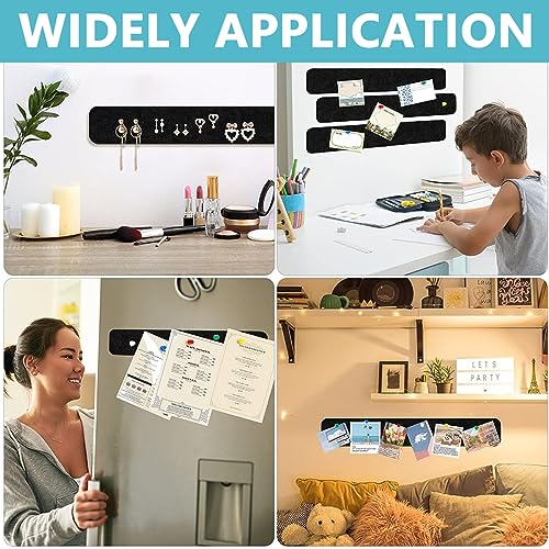 Image of Climberty 10 Pack Felt Bulletin Board, Vision Board Felt Message Board with 35pcs Drawing Pins, Self-Adhesive Lightweight Bulletin Board Strips for Paste Notes, Photos, Schedules (Black)