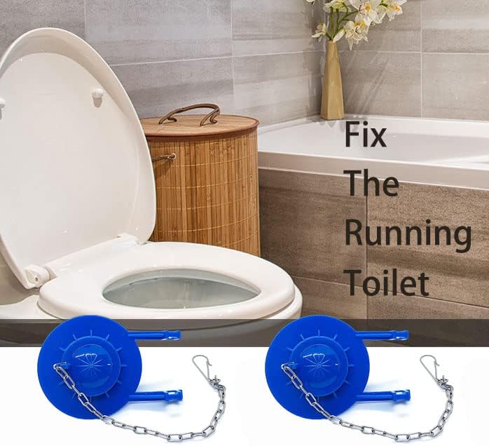 Miniatura 7 de Paquete de 2 aletas universales de repuesto para válvulas de descarga de 2 pulgadas con cadena de acero inoxidable, ahorro de agua de alto