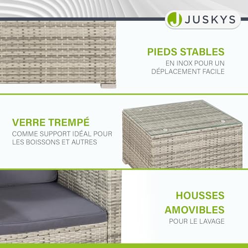Salon de jardin Punta Cana 4 pcs coussins 5 cm Juskys