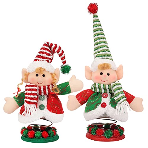 Yecence Christmas Elves Desktop Decorations Plush Doll 12 Inch Swing Figurines Home Officetabletop Décor Holiday Adorable Gifts For Boy And Girl Set Of 2 #TOP3