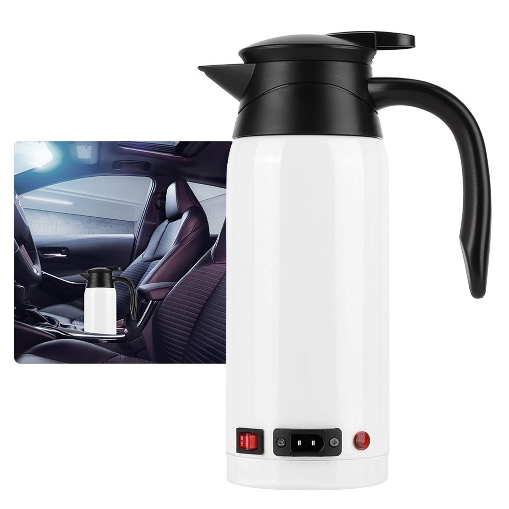 Bollitore Elettrico Accendisigari Portatile 12V 24V Auto 800Ml Bollitore Ad Alta capacità Bollitore per Acqua Bollitore per Veicoli Bollire per Bollitore per Automobile (White)