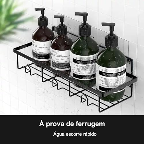 Kit com 4 Suportes, Suporte Para Shampoo Box, Suporte Shampoo Banheiro, Suporte Banheiro Preto, Supo