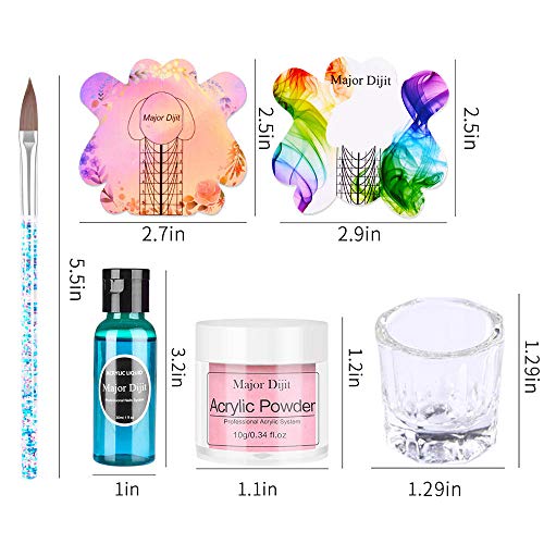 Acrylic Powder And Liquid Set Anself 3 Colors Acrylic Powder, Nail Brush,Nail File, Nail Forms, Glass Cup, Acrylic Nail Base Starter Kit #TOP7