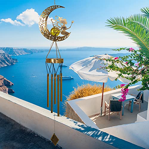 Oliker Solar Moon Fairy Wind Chimes For Outside Unique Crackle Glass Ball With Led Light Windchimes Outdoors Unique Garden Outdoor Decor Gift For Mom Chimes For Outdoors Birthday Thanksgiving Gift #TOP1