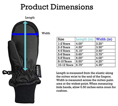 N'ice Caps Kids Waterproof Snow Mittens - Thinsulate Boys Girls Cold Weather (Black 1, 1-2 Years) #TOP4