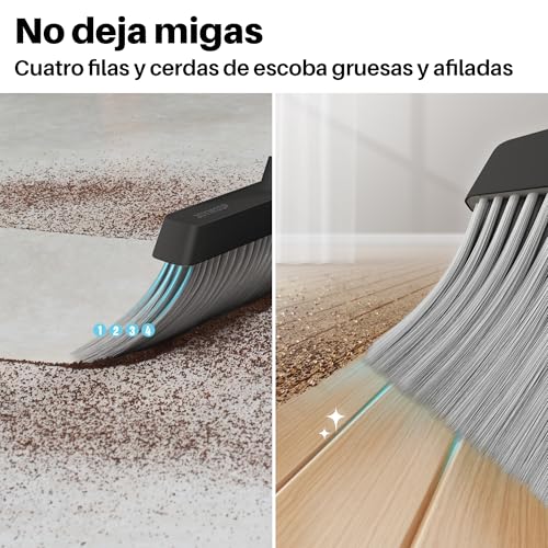 Escoba y recogedor mango largo cepillo barredor JOYMOOP kit de limpieza escoba suelo hogar 5
