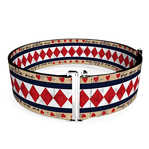 Buckle-Down DC Comics Belt, Cinch Belt Birds of Prey Harley Quinn No One is Like Me Diamonds Hearts, 3.0 Inch Wide, 23 to 44 Inches